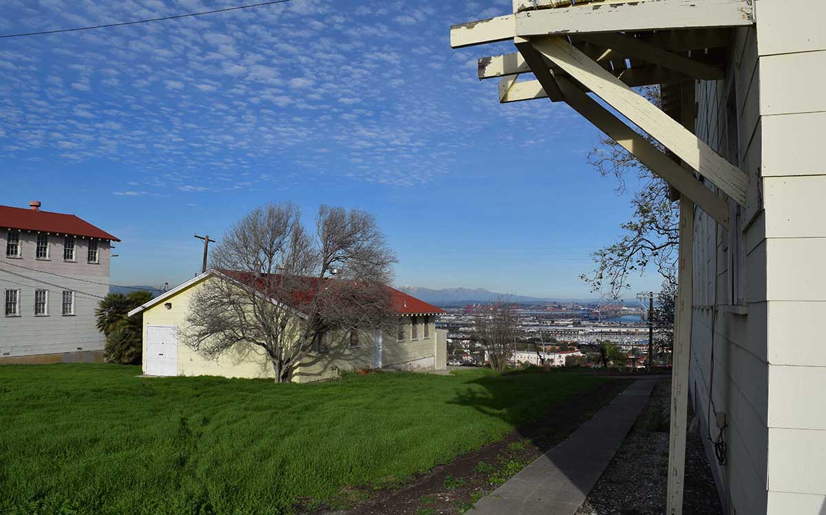 Looking east toward building C