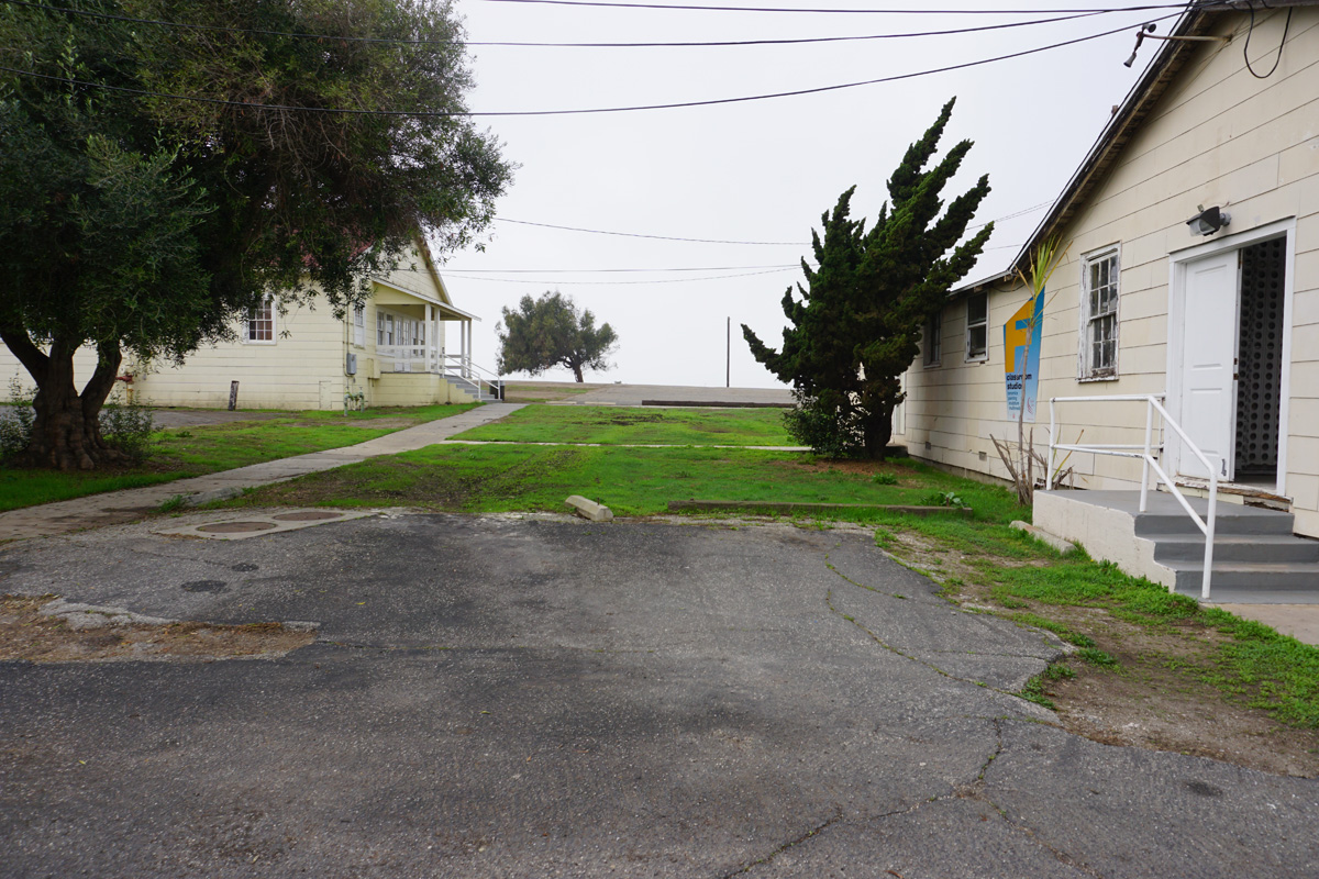 Looking west between buildings H and F